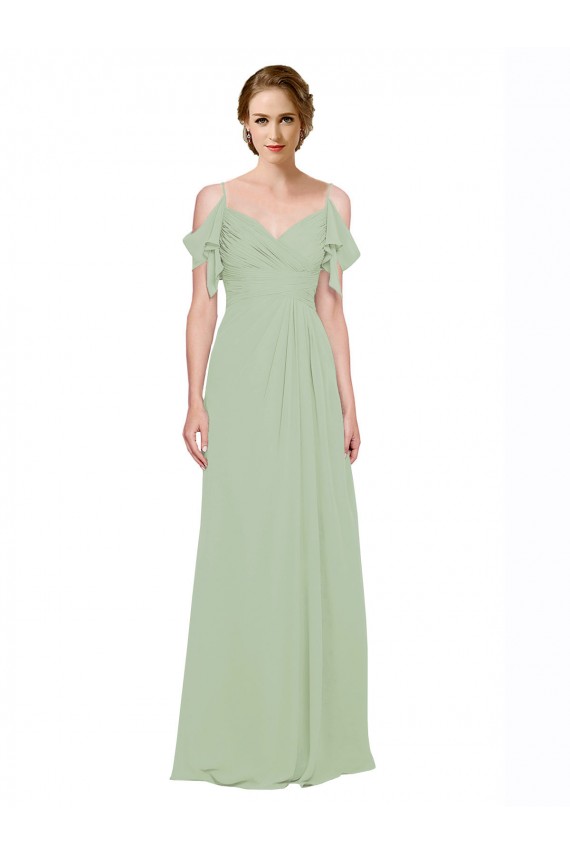 Sweetheart Long Lxue Chiffon Smoke Green Sleeveless Bridesmaid Dress Darwin