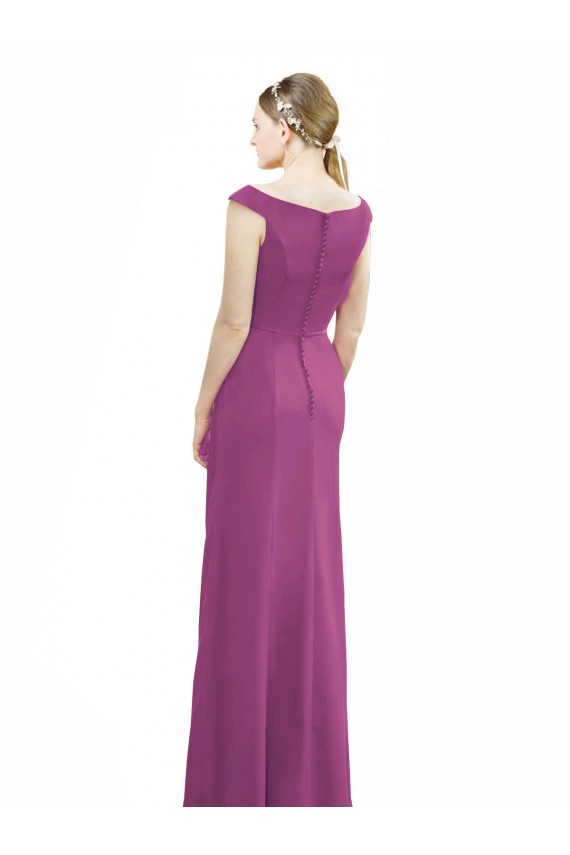 High Neck Long Soft Chiffon Wild Berry Sleeveless Bridesmaid Dress Darwin