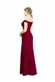 Off the Shoulder Long Soft Chiffon Burgundy Sleeveless Black Tie Prom Dress / Bridesmaid Dress Darwin