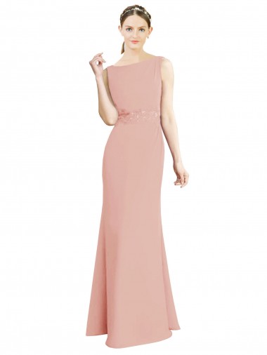 High Neck Long Soft Chiffon Bliss Pink Sleeveless Bridesmaid Dress Darwin
