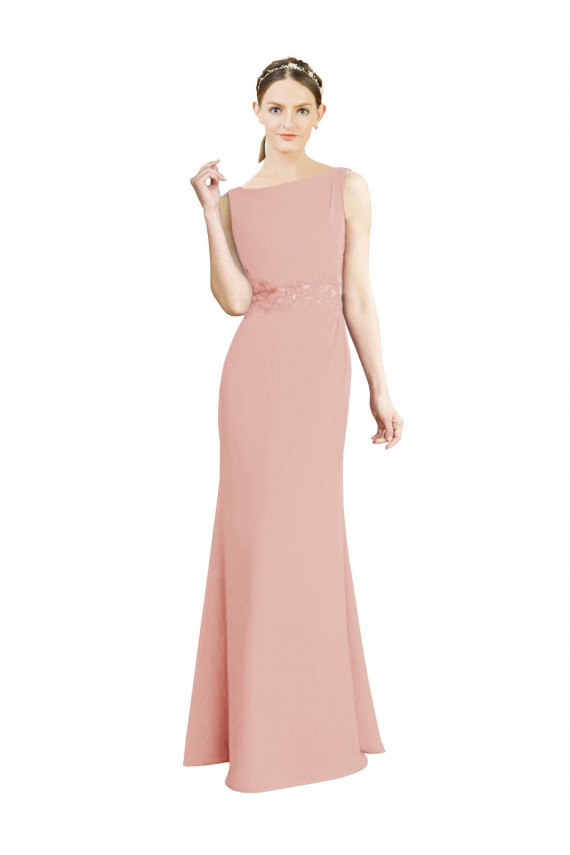 High Neck Long Soft Chiffon Bliss Pink Sleeveless Bridesmaid Dress Darwin