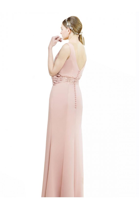 High Neck Long Soft Chiffon Bliss Pink Sleeveless Bridesmaid Dress Darwin