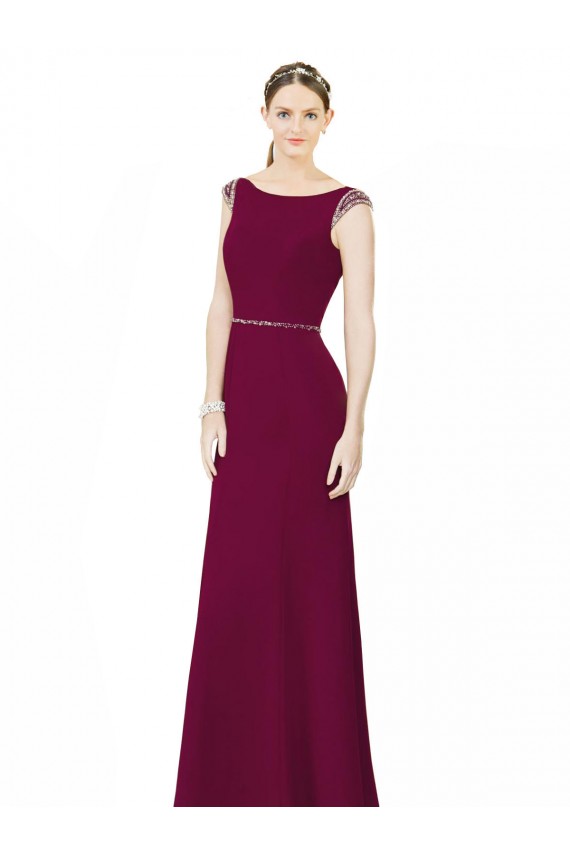 High Neck Long Soft Chiffon Burgundy Sleeveless Bridesmaid Dress Darwin
