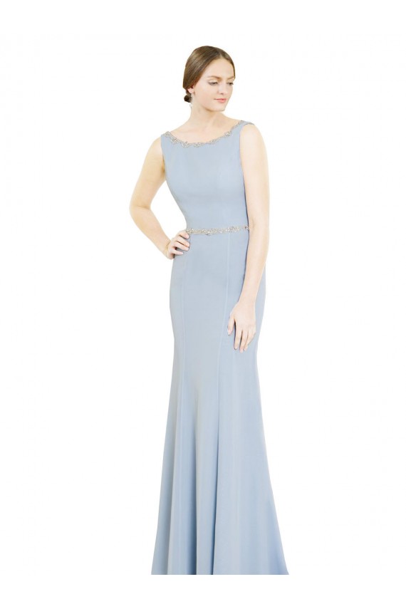 High Neck Long Soft Chiffon Light Sky Blue Sleeveless Bridesmaid Dress Darwin