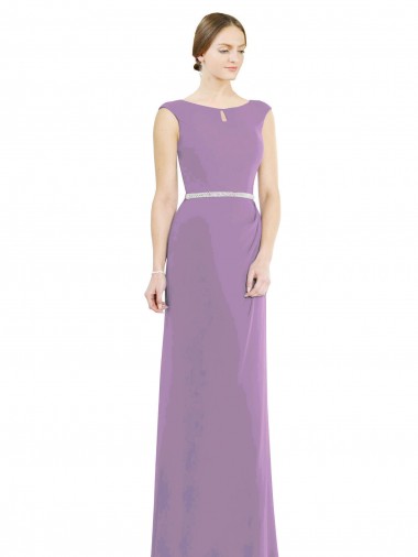 High Neck Long Soft Chiffon Dark Lavender Sleeveless Formal Dress / Bridesmaid Dress Darwin