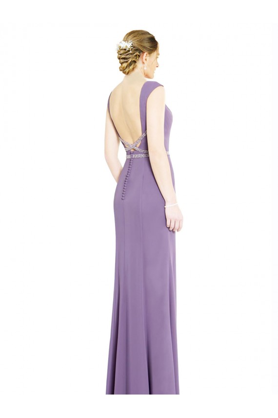 High Neck Long Soft Chiffon Dark Lavender Sleeveless Formal Dress / Bridesmaid Dress Darwin