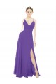 V-Neck Long Soft Chiffon Purple Sleeveless Bridesmaid Dress Darwin