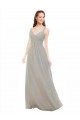 V-Neck Long Soft Chiffon Silver Sleeveless Bridesmaid Dress Darwin