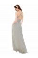 V-Neck Long Soft Chiffon Silver Sleeveless Bridesmaid Dress Darwin