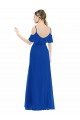 V-Neck Long Soft Chiffon Royal Blue Cold Shoulder High Low Bridesmaid Dress Darwin