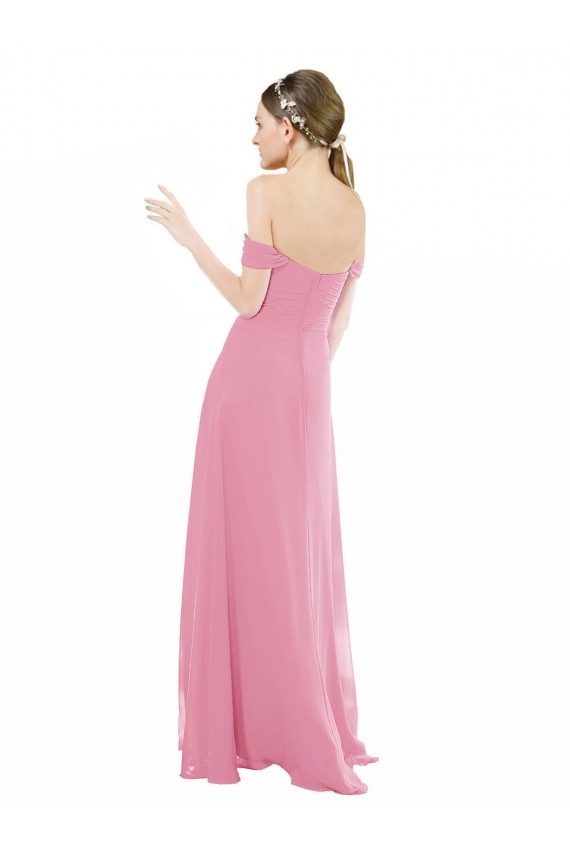 Sweetheart Long Soft Chiffon Skin Pink Cap Sleeves Formal Dress / Bridesmaid Dress Darwin