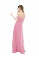 Sweetheart Long Soft Chiffon Skin Pink Cap Sleeves Formal Dress / Bridesmaid Dress Darwin