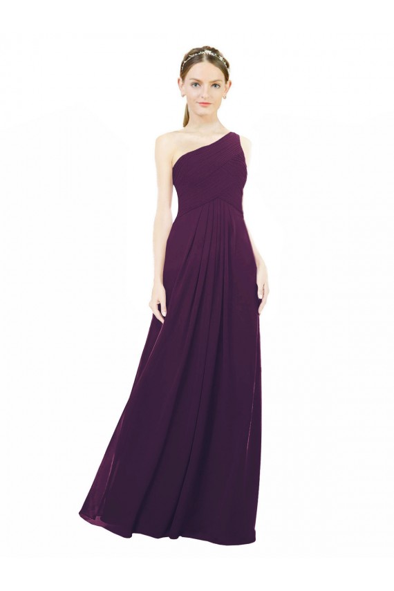 One Shoulder Long Chiffon Grape Sleeveless Bridal Party Dress / Evening Dress Darwin