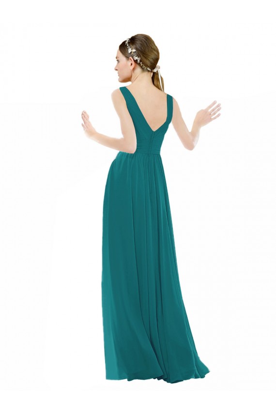 V-Neck Long Chiffon Hunter Sleeveless Bridesmaid Gowns Darwin