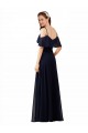 V-Neck Long Soft Chiffon Dark Navy Sleeveless Bridesmaid Dress Darwin