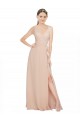 V-Neck Long Luxe Chiffon Pink Sleeveless Bridesmaid Dress / Evening Dress Darwin
