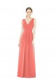 V-Neck Long Soft Chiffon Coral A-Line Sleeveless Bridesmaid Dress Darwin