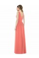 V-Neck Long Soft Chiffon Coral A-Line Sleeveless Bridesmaid Dress Darwin