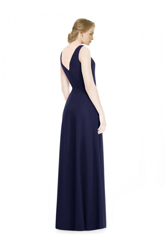 Cowl Neck Long Soft Chiffon Dark Navy Sleeveless Bridesmaid Dress Darwin