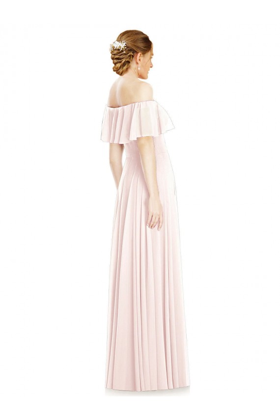 Square Neck Long Soft Chiffon Pink Sleeveless Formal Bridesmaid Dress Darwin