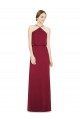 Halter Neck Long Soft Chiffon Burgundy A-Line Sleeveless Bridesmaid Dress Darwin