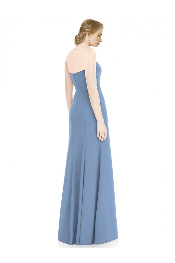 Strapless Long Soft Chiffon Dusty Blue Mermaid Sleeveless Bridesmaid Dress Darwin