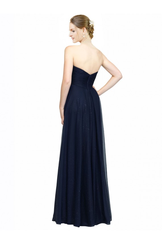 Strapless Long Chiffon Dark Navy Sleeveless Bridesmaid Dress / Evening Dress Darwin