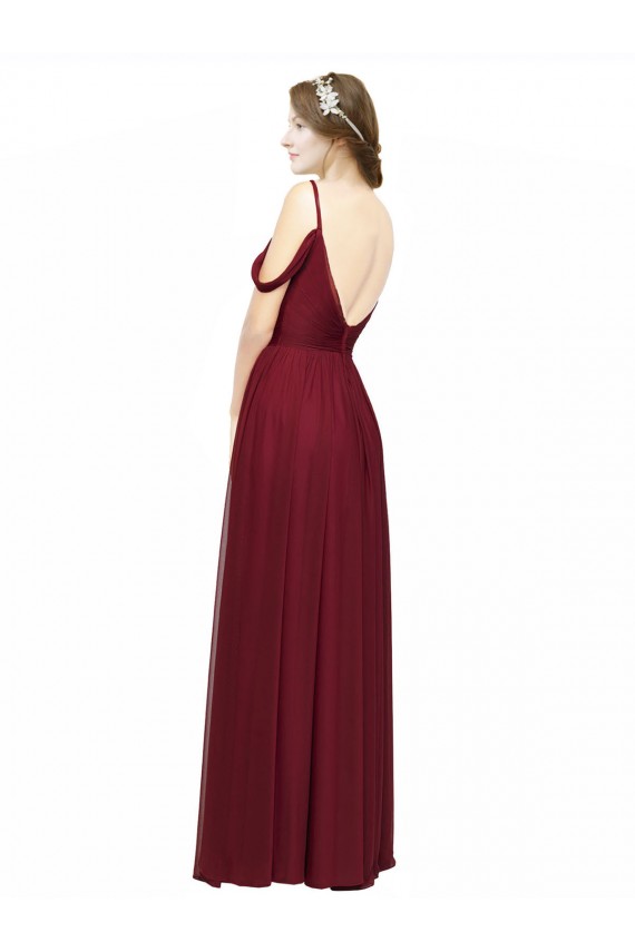 Spaghetti Straps Long Chiffon Burgundy Sleeveless Bridesmaid Dress / Evening Dress Darwin
