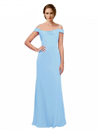 Spaghetti Straps Long Soft Chiffon Periwinkle Sleeveless Bridesmaid Dress Darwin