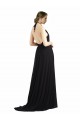 Halter Neck Long Soft Chiffon Oyster Silver Sleeveless Bridesmaid Dress Darwin