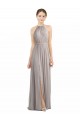 Halter Neck Long Soft Chiffon Oyster Silver Sleeveless Bridesmaid Dress Darwin