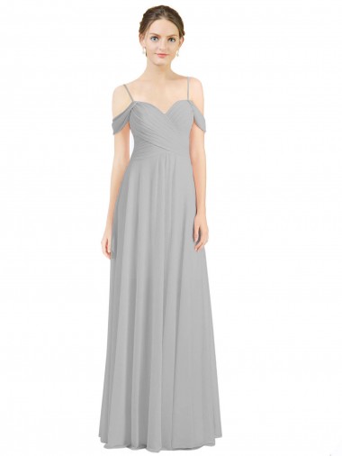Sweetheart Long Lxue Chiffon Silver Sleeveless Bridesmaid Dress Darwin