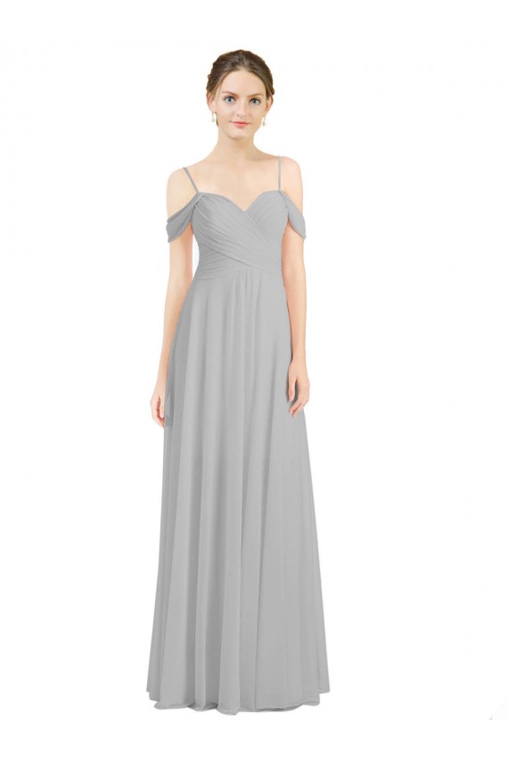 Sweetheart Long Lxue Chiffon Silver Sleeveless Bridesmaid Dress Darwin