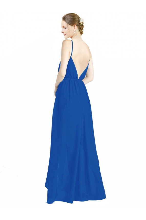 V-Neck Long Luxe Chiffon Royal Blue Sleeveless Bridesmaid Dress Darwin