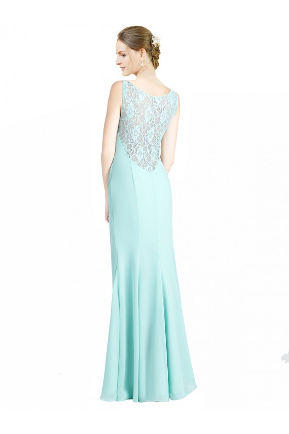 V-Neck Long Soft Chiffon & Lace Waterfall Sleeveless Bridesmaid Dress Darwin