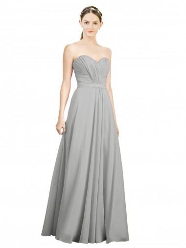 Sweetheart Long Soft Chiffon Silver Sleeveless Bridesmaid Dresses Darwin