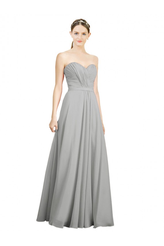 Sweetheart Long Soft Chiffon Silver Sleeveless Bridesmaid Dresses Darwin