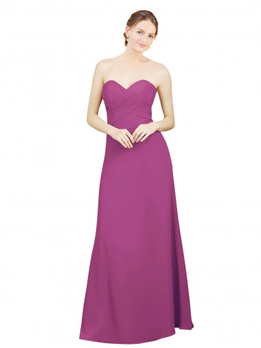 Sweetheart Long Soft Chiffon Wild Berry Sleeveless Bridesmaid Dress Darwin