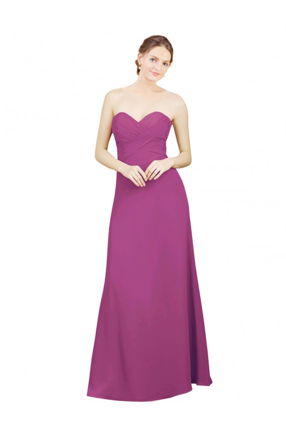 Sweetheart Long Soft Chiffon Wild Berry Sleeveless Bridesmaid Dress Darwin
