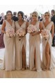 V-Neck Long Soft Chiffon Champagne Sleeveless Bridesmaid Dress Darwin