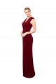 High Neck Long Soft Chiffon Burgundy Mermaid Sleeveless Prom Dress / Bridesmaid Dress Darwin