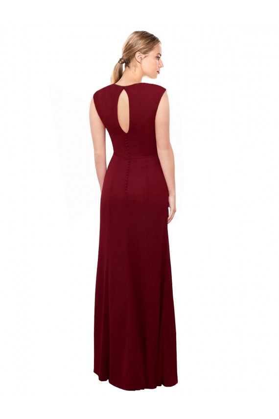 High Neck Long Soft Chiffon Burgundy Mermaid Sleeveless Prom Dress / Bridesmaid Dress Darwin