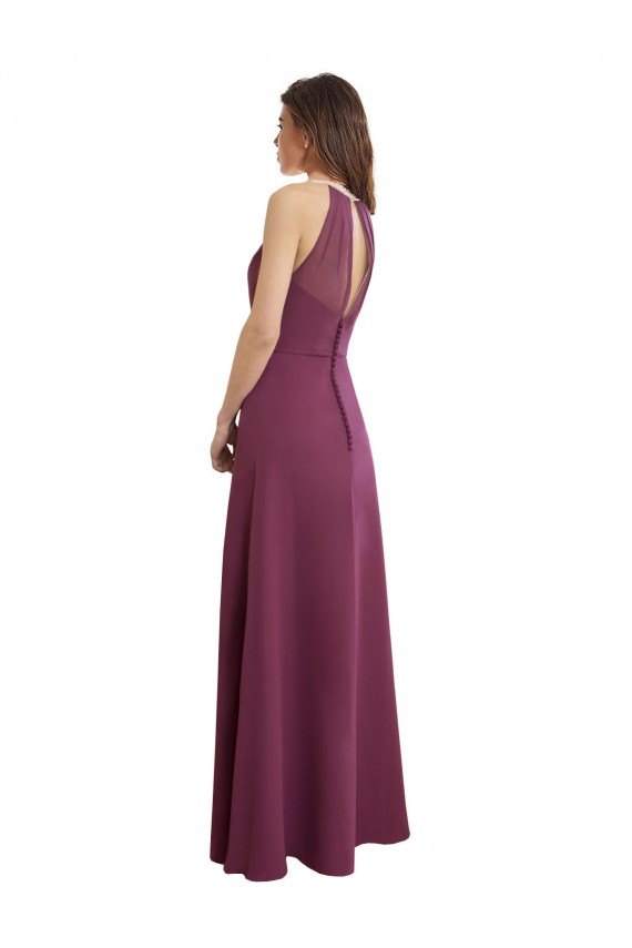 High Neck Long Chiffon Sleeveless Bridesmaid Dress / Evening Gowns Darwin