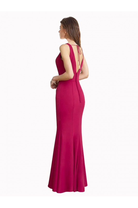 High Neck Long Soft Chiffon Red Sleeveless Prom Dress / Bridesmaid Dress Darwin