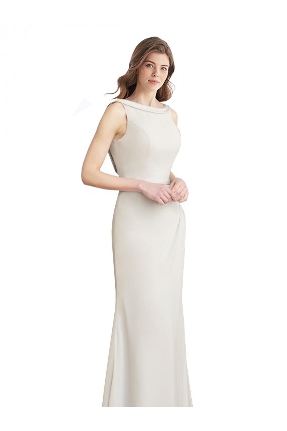 High Neck Long Soft Chiffon & Satin Sleeveless Bridesmaid Dress Darwin