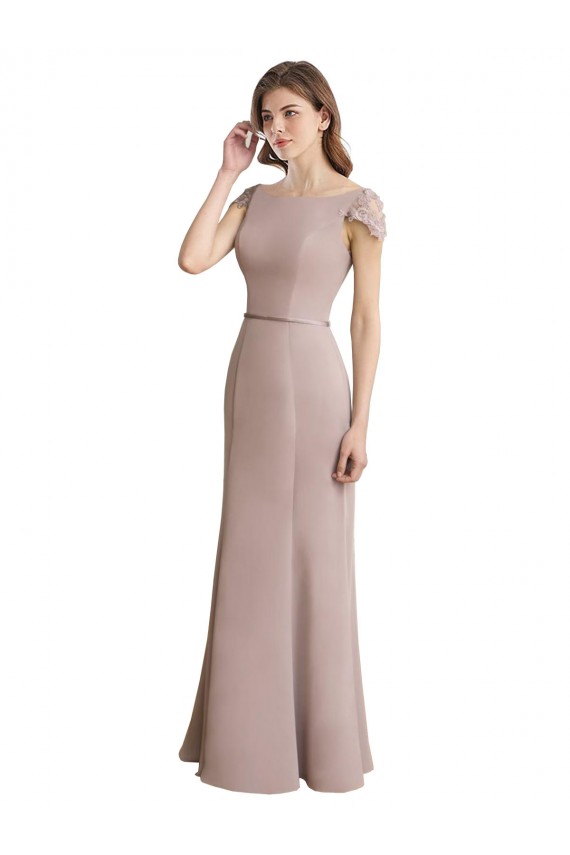 High Neck Long Soft Chiffon & Lace Cap Sleeves Formal Dress / Bridesmaid Dress Darwin