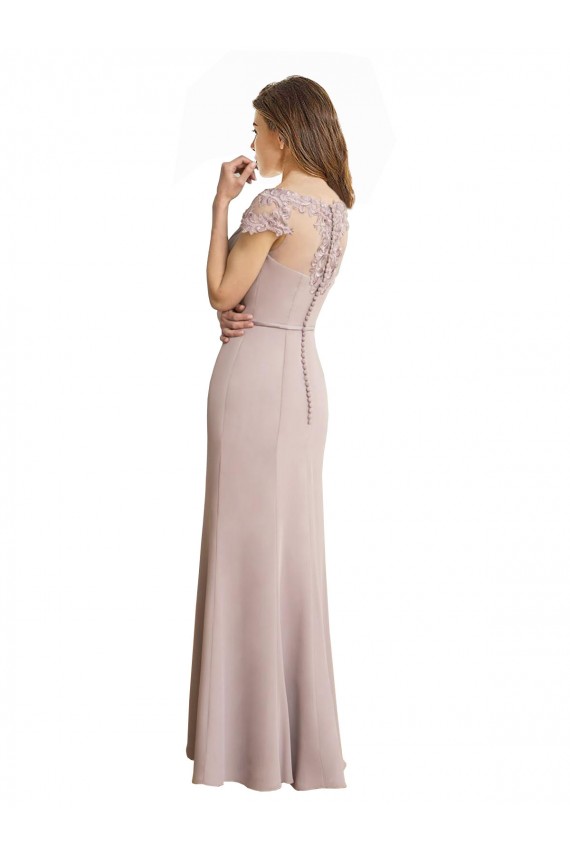 High Neck Long Soft Chiffon & Lace Cap Sleeves Formal Dress / Bridesmaid Dress Darwin
