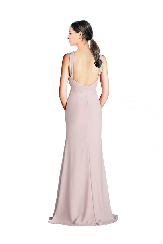 High Neck Long Soft Chiffon Sheath Sleeveless Bridesmaid Dress Darwin