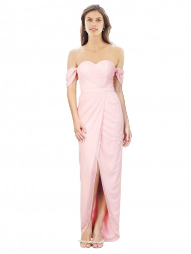 Strapless Soft Chiffon Pink Sleeveless High Low Bridesmaid Dress Darwin