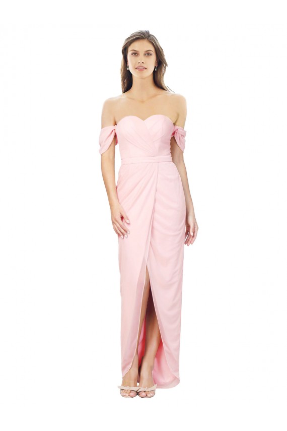 Strapless Soft Chiffon Pink Sleeveless High Low Bridesmaid Dress Darwin